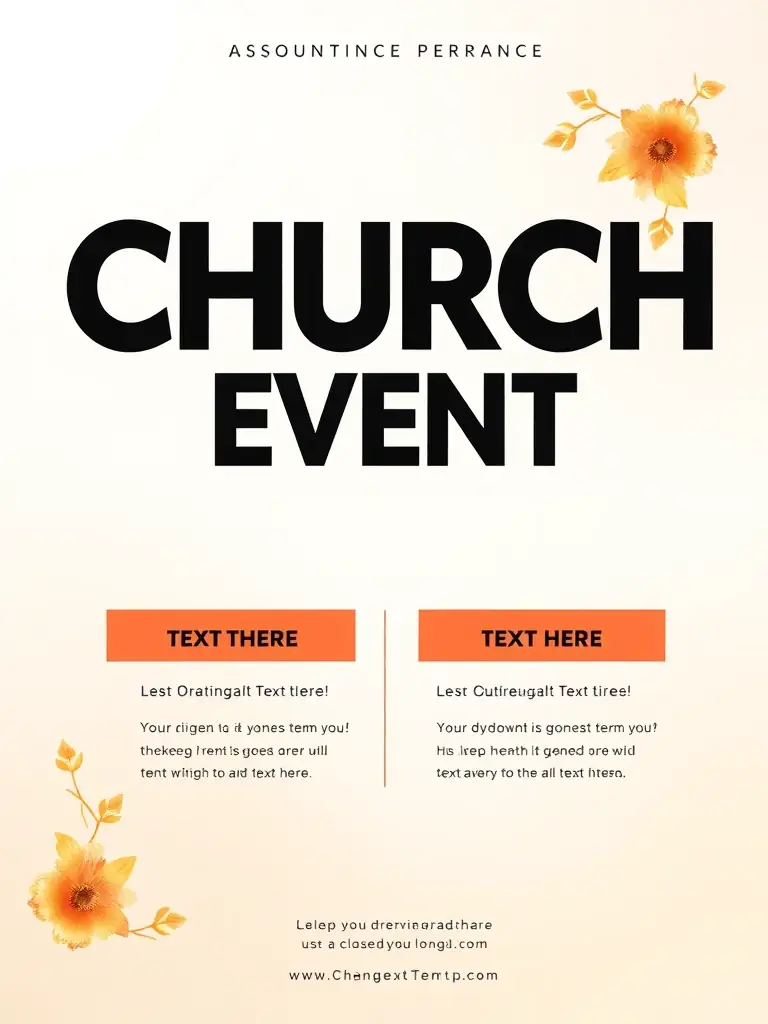 A professionally designed church event poster template, featuring customizable text and graphics for announcements.
