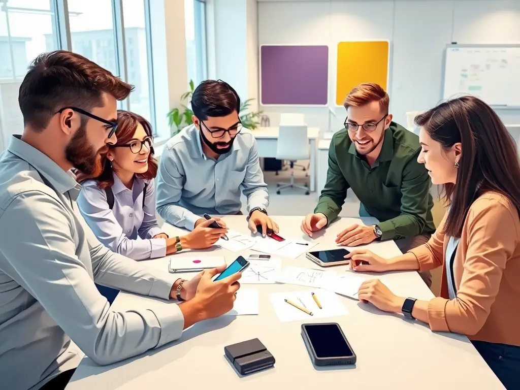 An image of a multimedia team collaborating on a project using the official church communication platform, emphasizing teamwork and coordinated efforts.